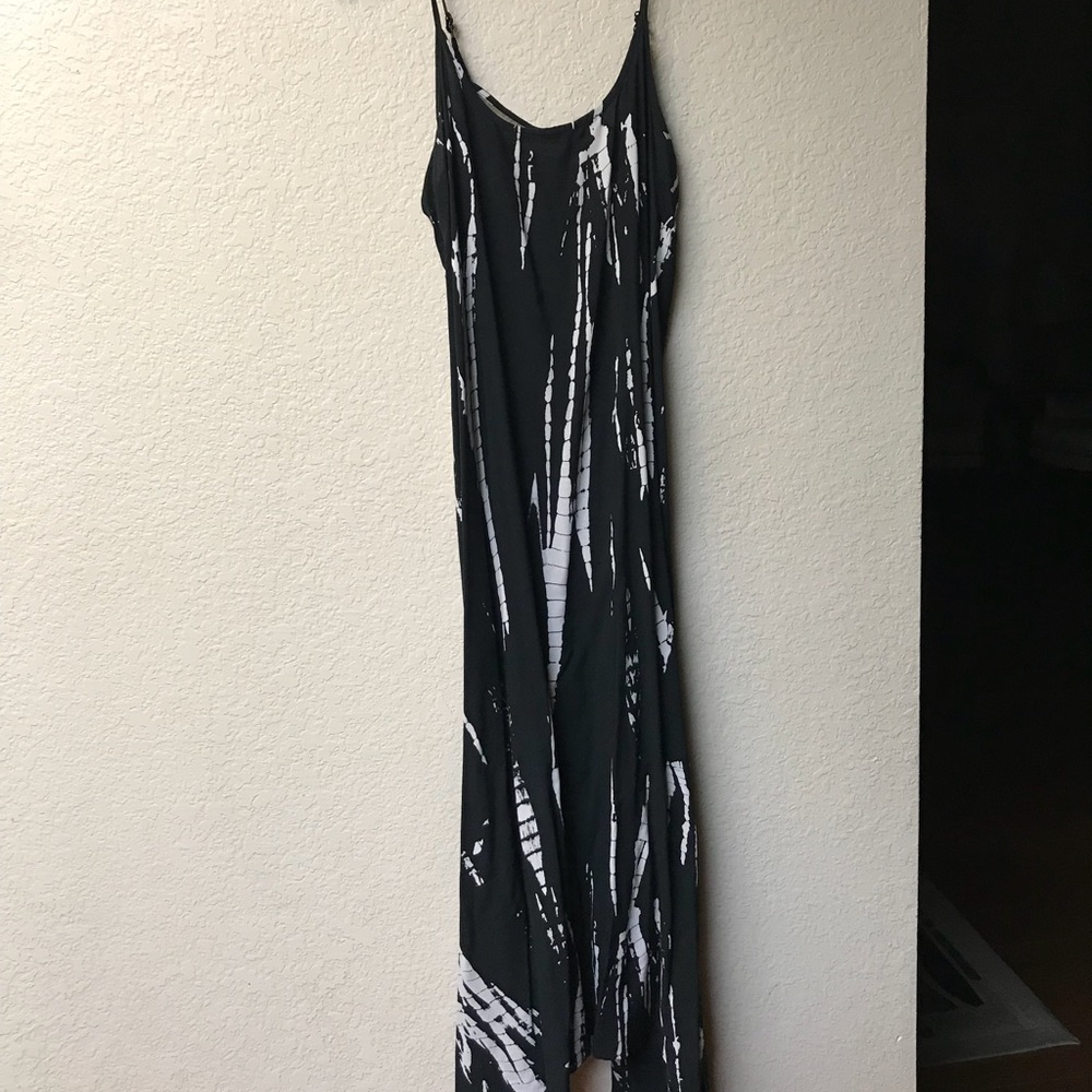 Black and White Asymmetrical Midi Dress